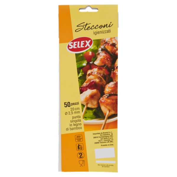Selex Stecconi per Spiedini in Bamboo 20 Cm 50 pezzi