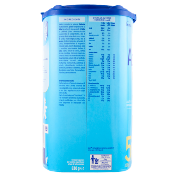 APTAMIL 5 - Latte di crescita in Polvere, Supporta il Sistema Immunitario grazie alle Vit C&D, 830g