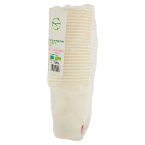 Selex Natura Chiama Bicchieri in Cartoncino Eco Biodegradabili e Compostabili 210 cc 25 pezzi