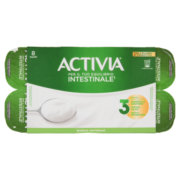 ACTIVIA Yogurt Bianco Naturale con Probiotico Bifidus, 8x125g