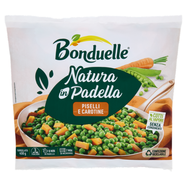 Bonduelle Natura in Padella Piselli e Carotine Surgelato 450 g