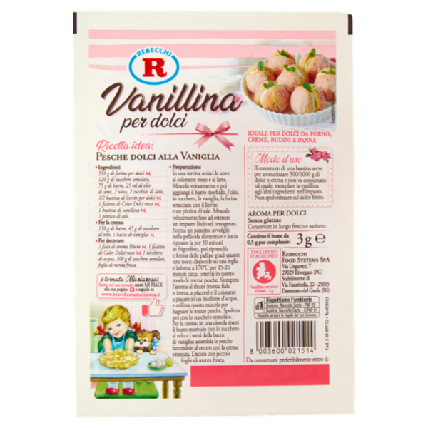Mariarosa Vanillina per dolci in Polvere 6 x 0,5 g