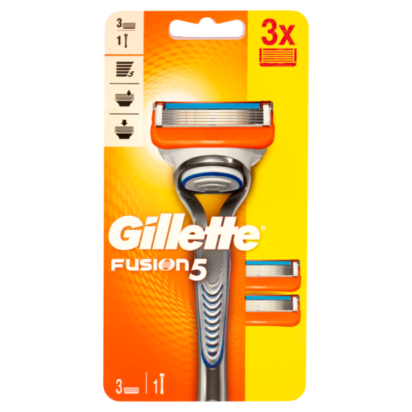 Gillette Rasoio da Uomo Fusion5 Manico + Lamette, 3 Ricariche