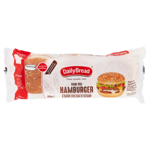DailyBread Pane per Hamburger Panini con Semi di Sesamo 6 x 50 g