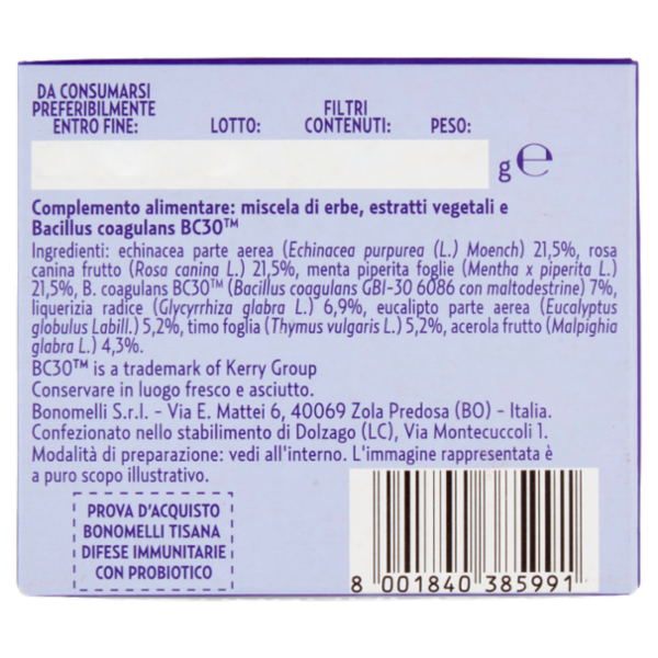 Bonomelli Tisane con Probiotico Difese Immunitarie 10 Filtri 20 g