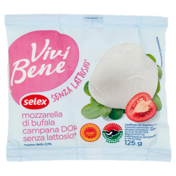 Selex Vivi Bene Mozzarella di Bufala Campana D.O.P. Senza Lattosio 125 g