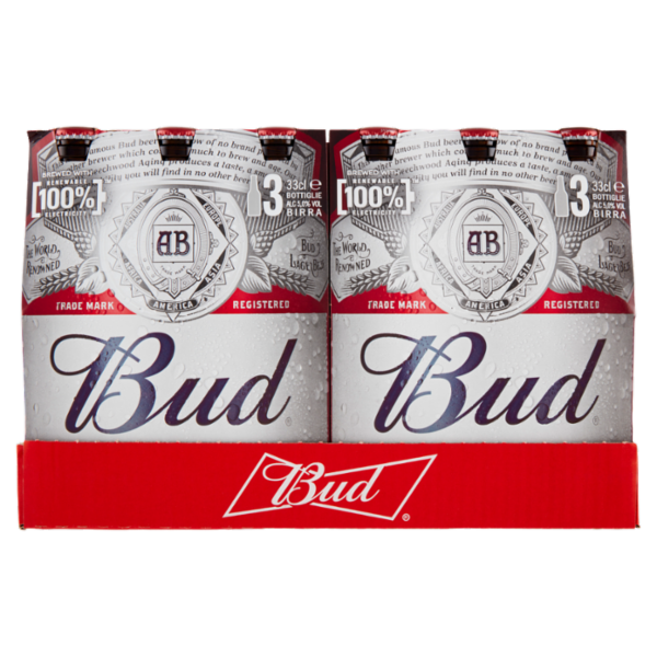 BUD Birra lager americana bottiglia 8x3x33cl