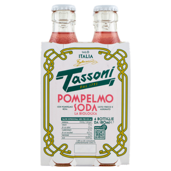 Tassoni Pompelmo Soda la Biologica 4 x 180 ml
