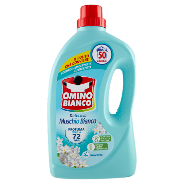 Omino Bianco Detersivo Lavatrice Liquido Muschio Bianco 50 Lavaggi 2000 ml