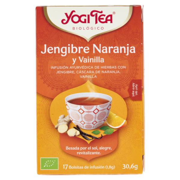 Yogi Tea Zenzero Arancio Bio infuso ayurvedico di erbe con zenzero, scorza d'arancia, vaniglia-30,6g