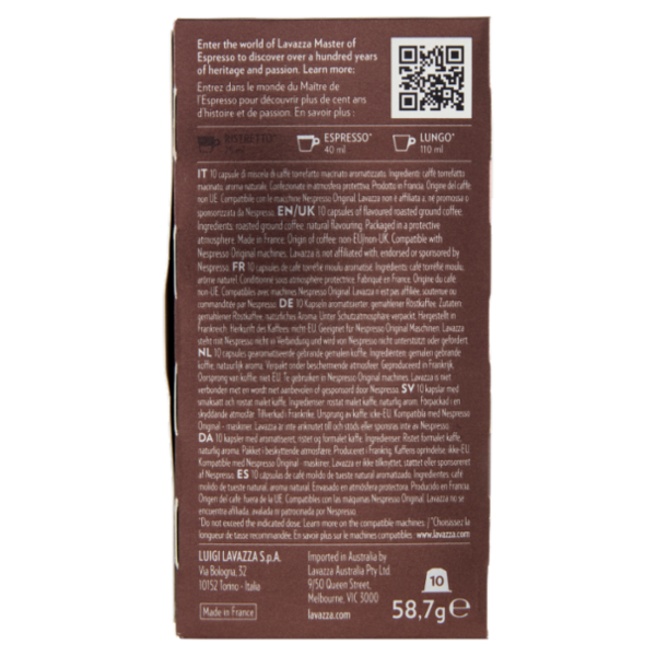 Lavazza espresso Gourmet Chocolate Compatible with Nespresso Original Machines 10 Capsule 58,7 g