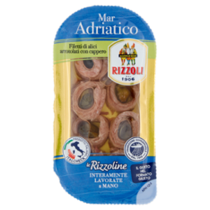 Rizzoli Le Rizzoline Mar Adriatico Filetti Di Alici Arrotolati Con Cappero 40 g