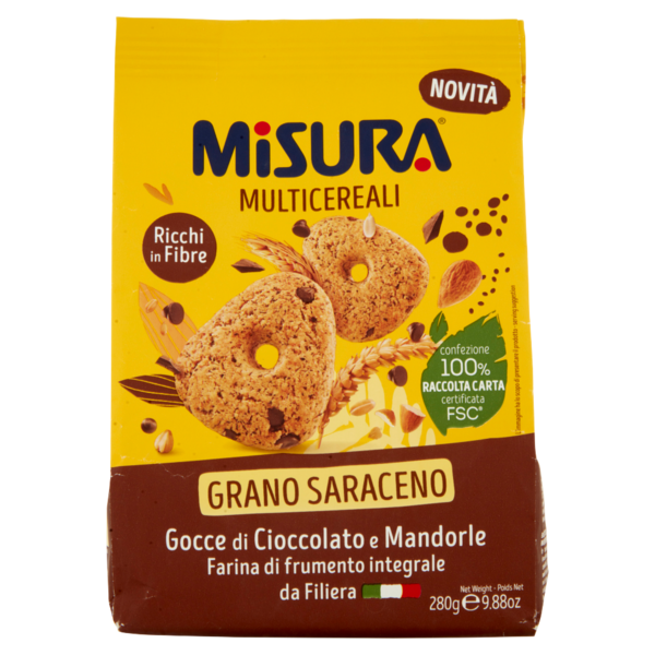 Misura Multicereali Grano Saraceno Gocce di Cioccolato e Mandorle 280 g