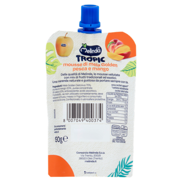 Melinda Tropic mousse di mela Golden pesca e mango 90 g