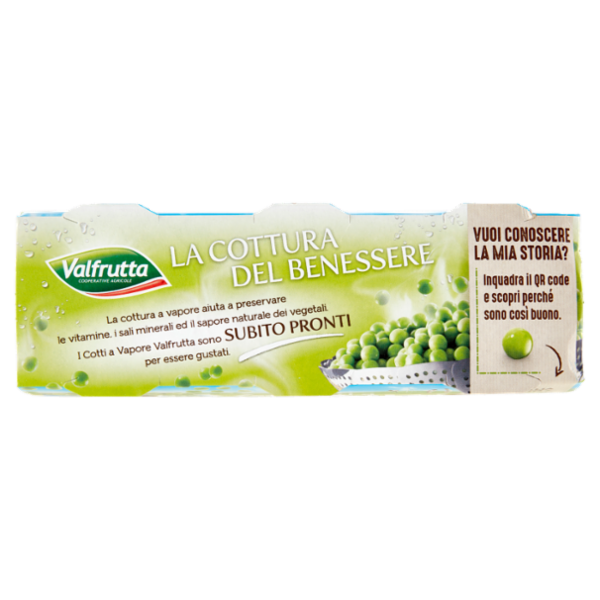 Valfrutta Cotti a Vapore Piselli Piccoli Italiani 3 x 150 g