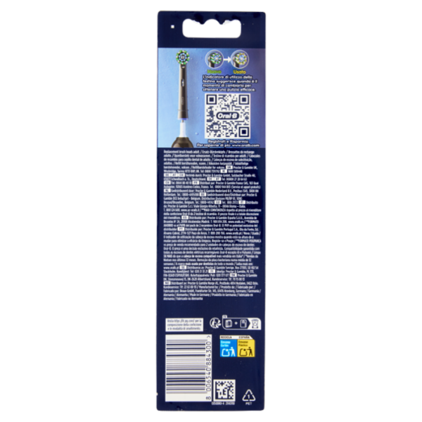 Oral-B Testine di Ricambio Pro Cross Action Nere Spazzolino Elettrico Denti Ricaricabile 4 pz