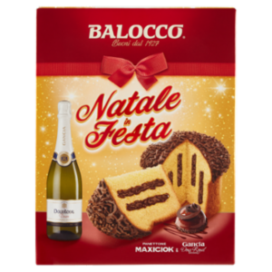 Balocco Natale In Festa Panettone Maxiciok 800g & Gancia Doux Royal Dessert 75 Cl
