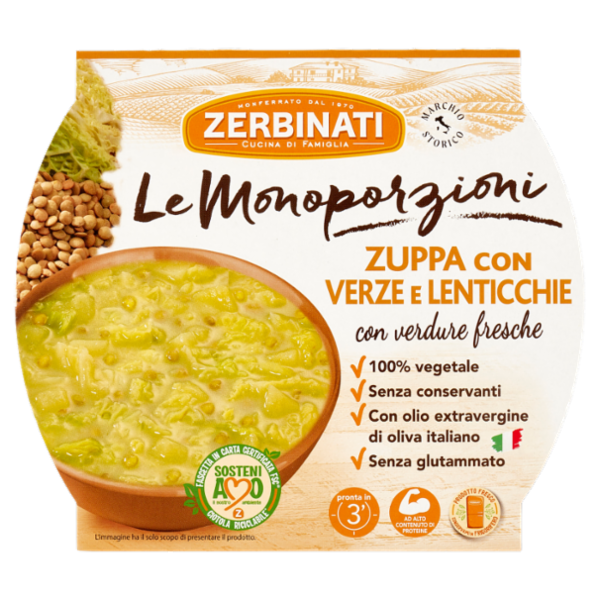Zerbinati Le Monoporzioni Zuppa con Verze e Lenticchie 310 g