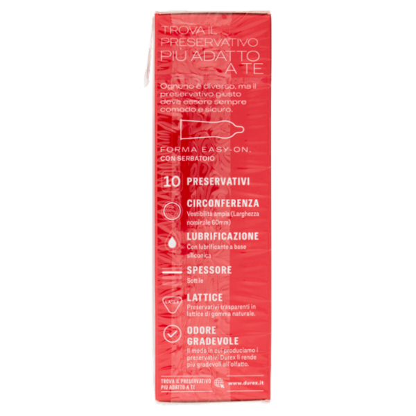 Durex SuperSottile Vestibilità Extra-Large Preservativi Sottili, 10 Profilattici