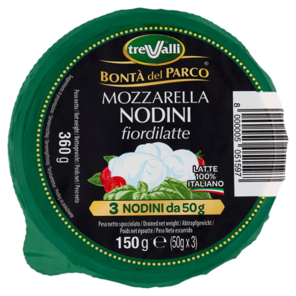 treValli Bontà del Parco Mozzarella Nodini fiordilatte 3 x 50 g