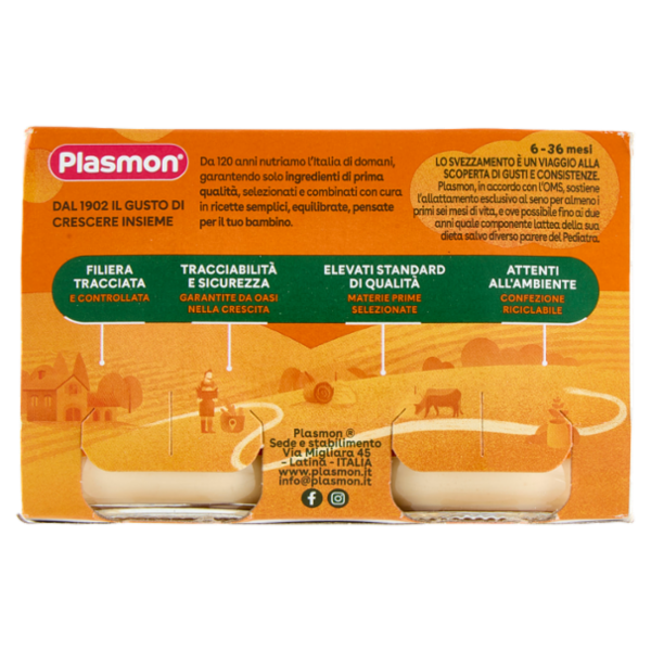 Plasmon Omogeneizzato con fermenti lattici pastorizzati Banana e Yogurt con mela 2 x 120 g