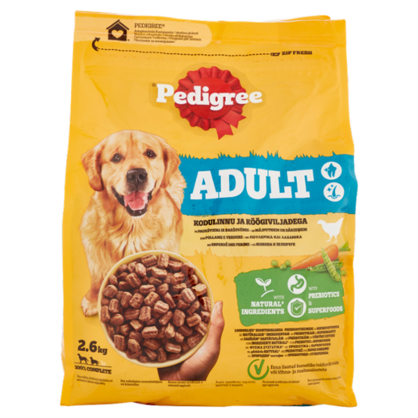 Pedigree Cibo Secco Cane Adulto Pollame Verdure 2.6Kg