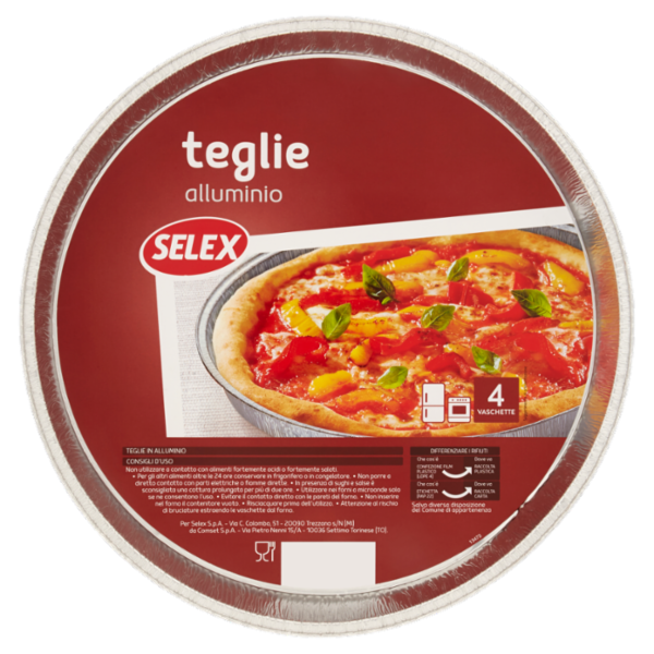 Selex Teglia in Alluminio Rotonda Diametro 30x2,5 cm 4 pezzi