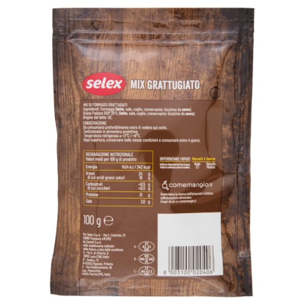 Selex Mix di Formaggi Grattugiati 100 g