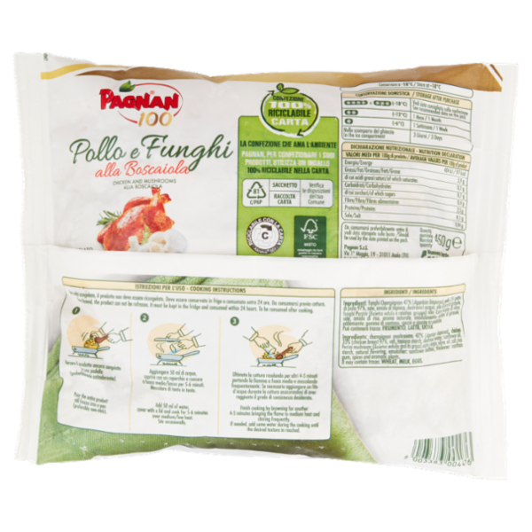 Pagnan 100 Pollo e Funghi alla Boscaiola Surgelato 450 g