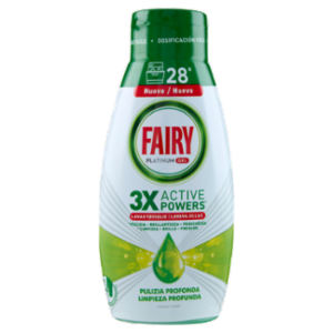 Fairy Gel Lavastoviglie Platinum Pulizia Profonda, Detersivo Piatti Limone 28 Lavaggi 504ml