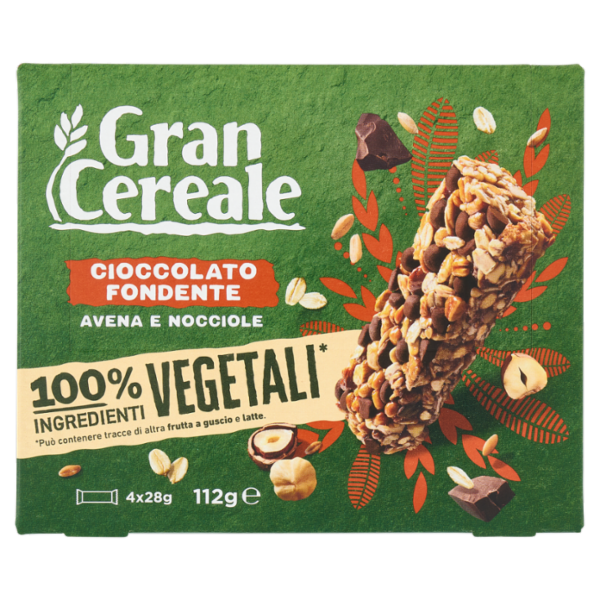 Gran Cereale Barrette Cioccolato Fondente, Avena e Nocciola 4 pezzi 112g