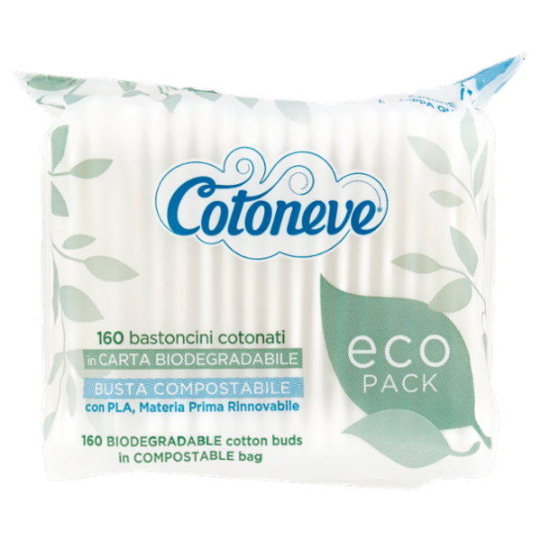 Cotoneve bastoncini cotonati in Carta Biodegradabile 160 pz