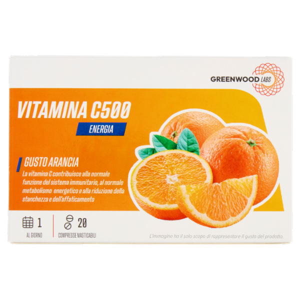 Greenwood Labs Vitamina C500 Energia 20 Compresse Masticabili 24 g