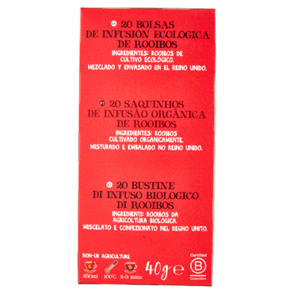 CUPPER Infuso Biologico Rooibos, Antiossidante, Senza Teina, Senza Caffeina, 20 Bustine 40 g