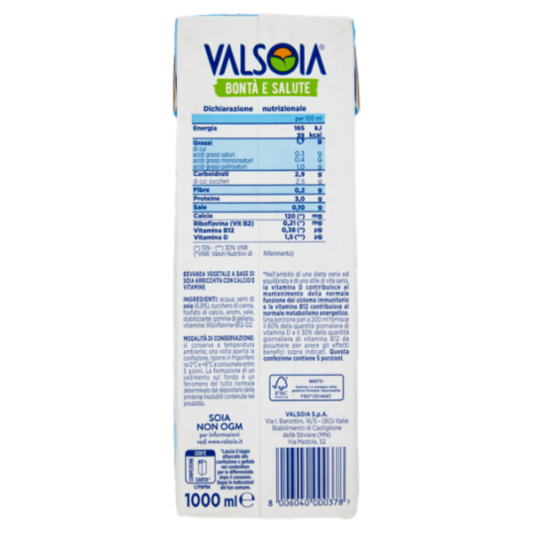 Valsoia Bontà e Salute Bevanda soia gusto Morbido 1000 ml