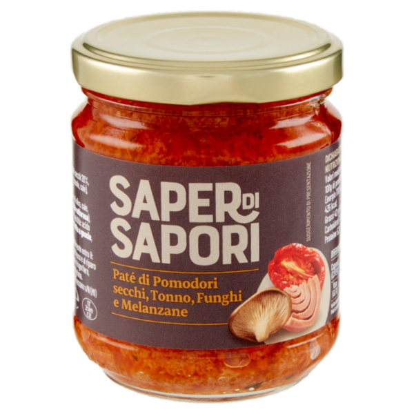 Selex Saper di Sapori Paté di Pomodori Secchi, Tonno, Funghi e Melanzane 180 g