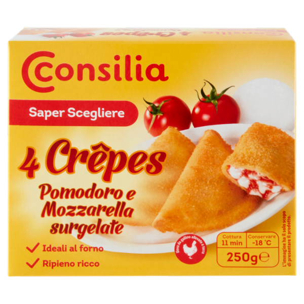Consilia Saper Scegliere 4 Crêpes Pomodoro e Mozzarella surgelate 250 g