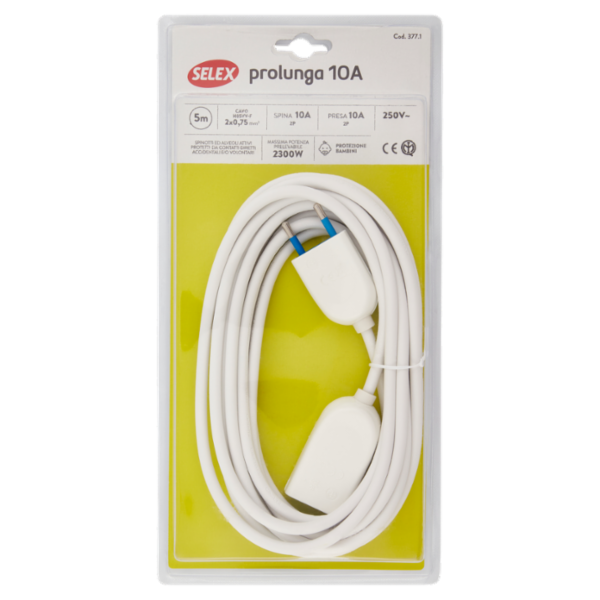 Selex Prolunga Spina 10A + Presa 10A(Ita) Bianco 5 m