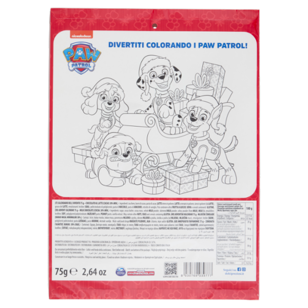 Dolci Preziosi Calendario dell'Avvento Cioccolato al Latte Paw Patrol 75 g