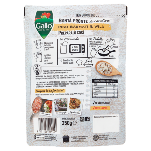 Gallo Bontà Pronte da condire Riso Basmati & Wild 250 g