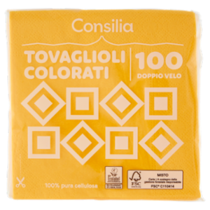 Consilia Tovaglioli 2 Veli 25x25 Cm Giallo 100 Pezzi