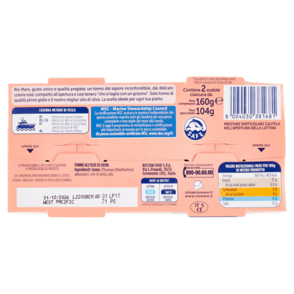 Rio mare Tonno all'Olio di Oliva 2 x 160 g
