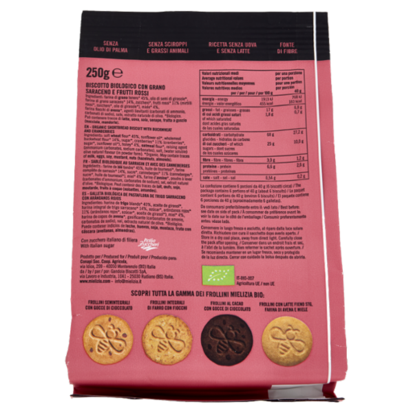 Mielizia Bio Frollini con Grano Saraceno e Frutti Rossi 250 g