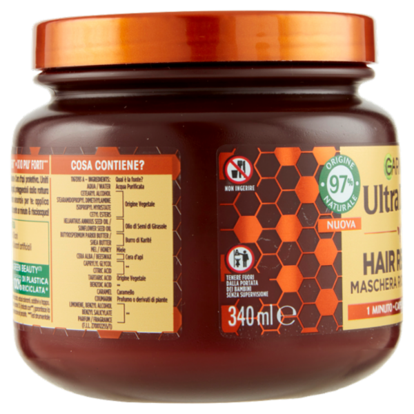 Garnier Ultra Dolce Hair Remedy Maschera per Capelli Ricostituente Tesori di Miele, 340 ml