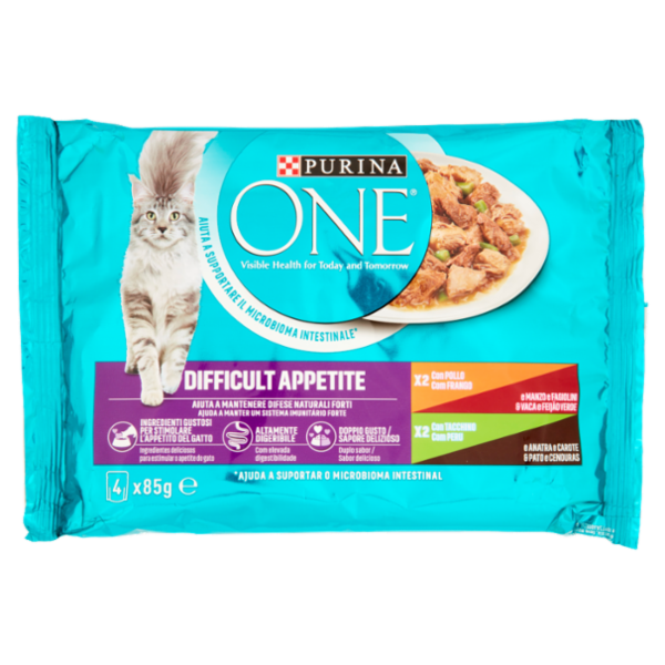 PURINA ONE Single Serve - Appetito Difficile - Pollo e Manzo/ Tacchino e Anatra - 4x85g