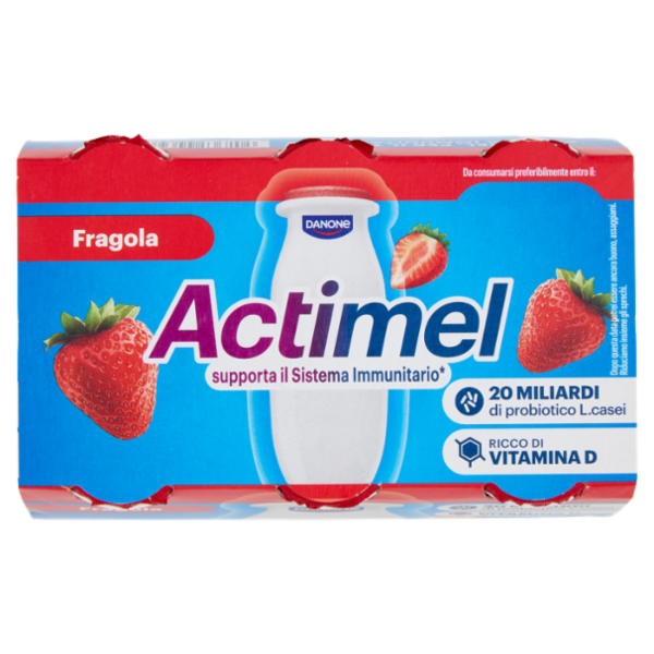 ACTIMEL, Yogurt da Bere con Vit B6 e D per il Sistema Immunitario, gusto fragola, 6X100G