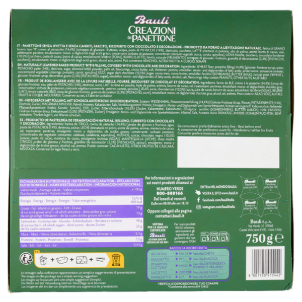Bauli Creazioni di Panettone Pistacchio 750 g