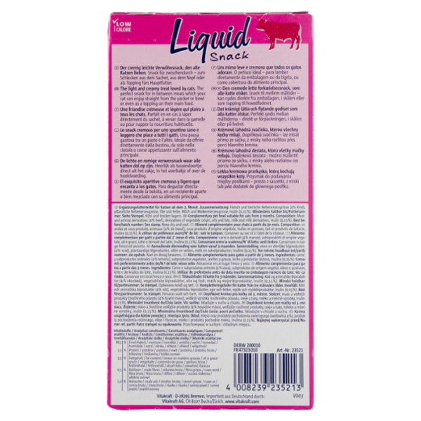 Vitakraft Liquid Snack con manzo + Inulin 6 x 15 g