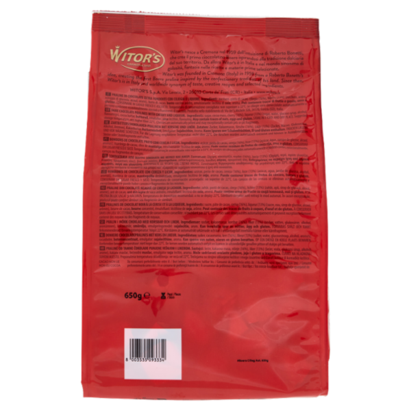 Witor's il Boero Originale Cioccolato Extra Fondente con Ciliegia e Liquore 650 g