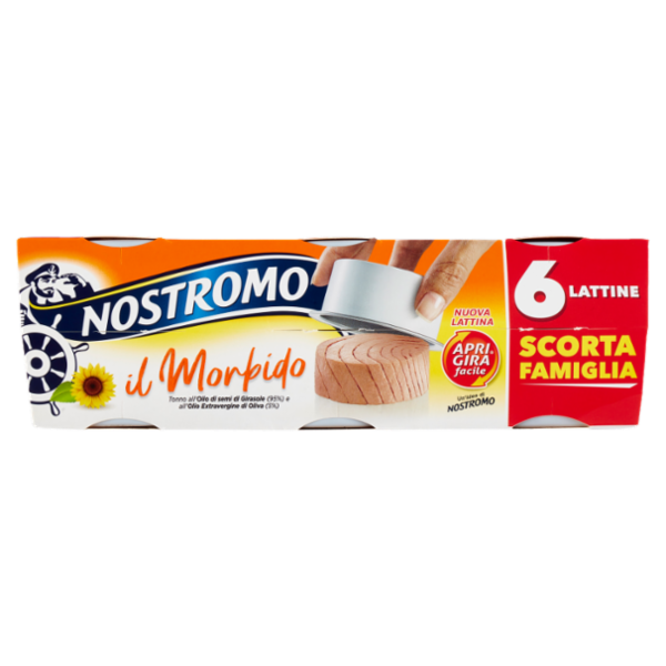 Nostromo il Morbido Tonno all'Olio di semi di Girasole e all'Olio Extravergine di Oliva 6 x 65 g